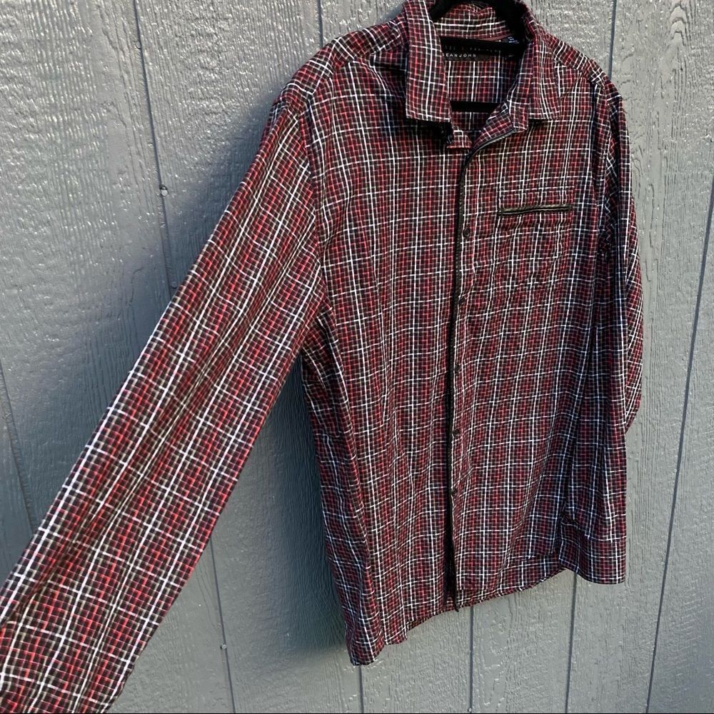 Sean John Plaid Button Up Shirt 2XL